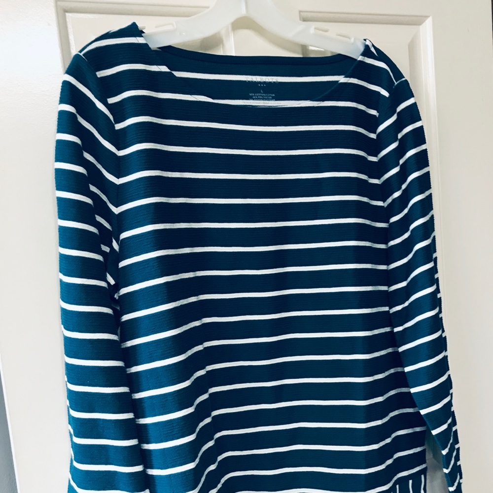 TALBOTS TEAL WHITE STRIPED SHIRT
